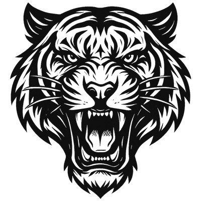 Ferocious Tribal Tiger Head Silhouette Illustration