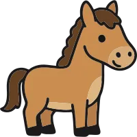 Cute Cartoon Horse Character Flat Vector