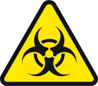 Biohazard warning symbol vector illustration on yellow triangle 