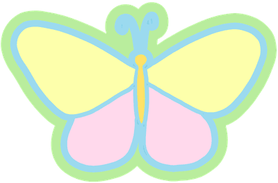 Pastel butterfly doodle for insect animal, tree, plants, decorations, nature, garden, spring, summer