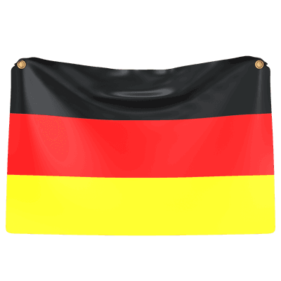 Flat German flag attached to a pole 3D Icon Illustration. Low Poly Style