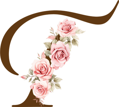 Monogram Alphabet T with roses