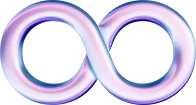3D Metallic Infinity Symbol with Holographic Iridescent Effect