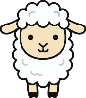 Cute Fluffy Sheep Cartoon Vector