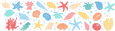 Doodle Marine Shell And Starfish Background Pattern