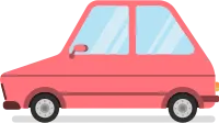 Retro Compact Car Flat design Set. Retro Hatchback Car.Front and Side View