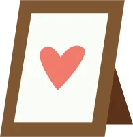 wooden frame with heart. flat illustration