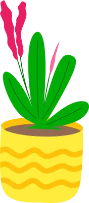 Potted Plant with Pink Flowers in a Yellow Pot