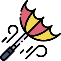 Broken Umbrella Vector Icon Representing Wind, Storm, and Extreme Weather Conditions
