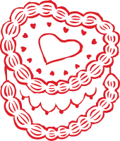 Hand-drawn Cake with Hearts Illustration