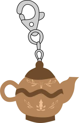 Decorative Teapot Keychain with Silver Clip Illustration