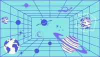 메타버스 3D 가상 공간 우주 배경 일러스트
