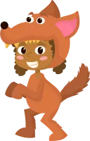 Girl in Werewolf Costume Halloween Illustration