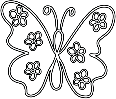 Butterfly outline for animal, spring, summer, flower, cartoon character, patch, colouring book, art