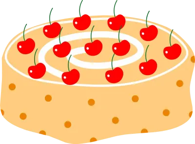 Sweet Cherry Swirl Roll Cake Illustration