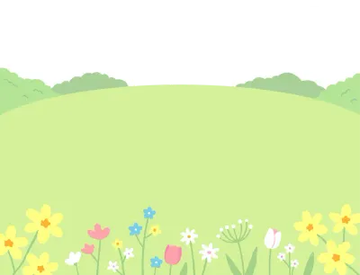 봄 들판 풍경 배경 일러스트 구름 꽃밭 자연