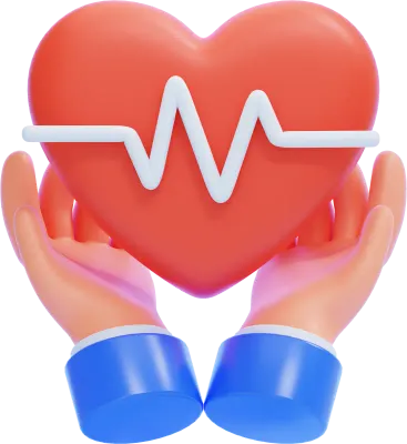 Hands Holding Heart with Heartbeat Line