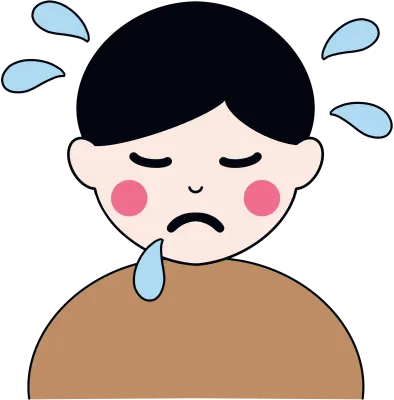 독감 감기 걸린 아이 일러스트 요소