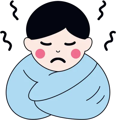 독감 걸린 아이 일러스트 요소