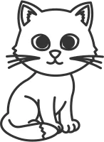 Minimalist illustration of a cute cat in vector style