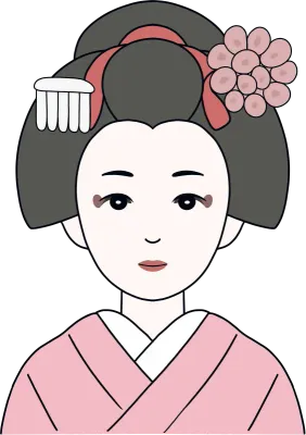 전통 일본 여성 일러스트 요소