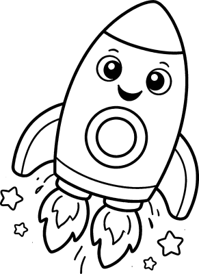 Cute cartoon rocket for coloring.