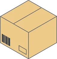 Isometric Cardboard Box with Scannable Barcode Label