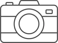 Digital DSLR Camera Icon Line Art Isolated on White Background