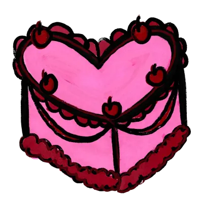 Pink and Red Heart Shaped Cake
