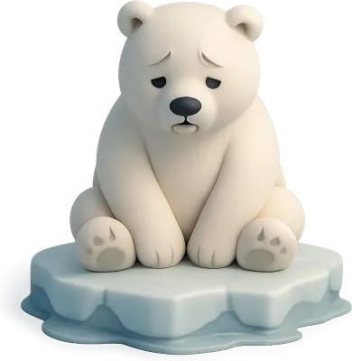 슬픈표정으로앉아있는북극곰3D일러스트