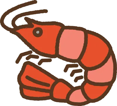 手書き風の単品アイコンイラストのエビ