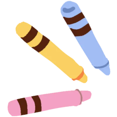Cute Flat Color Crayons Illustration 알록달록 크레파스 귀여운 심플 일러스트
