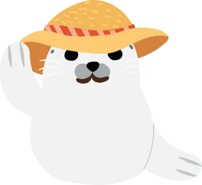baby seal character wearing straw hat cute ocean animal cartoon