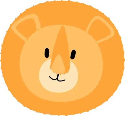 A cute lion's head in a cartoon style.