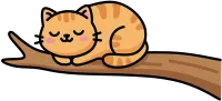 귀여운 잠자는 고양이 나무위에서, cute sleeping cat on tree branch illustration