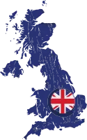 United Kingdom Map with Flag