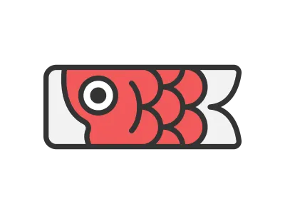 鯉のぼりの緋鯉のアイコンのイラスト