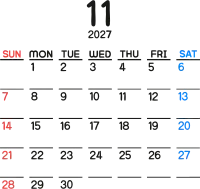 2027년 11월 달력