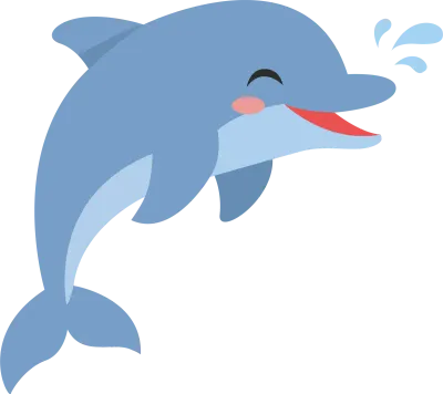 Vector cheerful and smiling dolphin