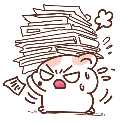 Cute angry hamster working hard cartoon
