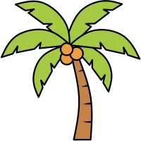 야자수 아이콘 벡터 Tropical Palm Tree Icon Vector, Summer Beach Clipart