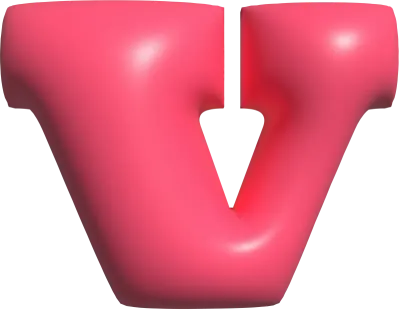 3D 핑크 알파벳 v