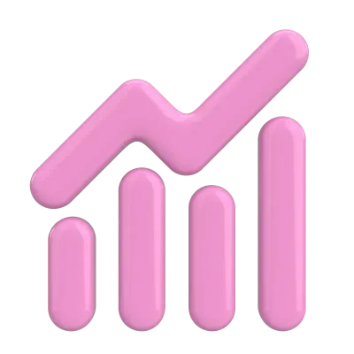 Growth graph, Growth chart. 3D illustration.