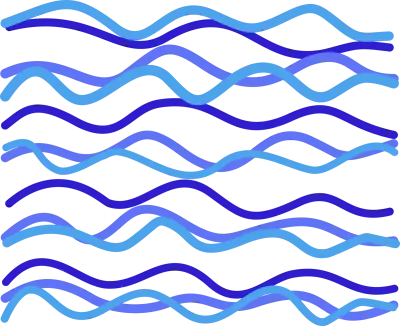 A graphic wavy lines pattern of continuously alternating curves with variety shades of blue.