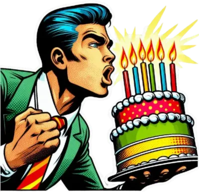 생일케이크와 사람