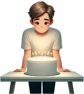 생일케이크와 사람