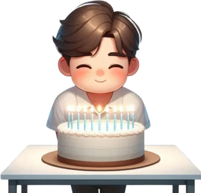 생일케이크와 사람