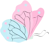 Butterfly pastel hand drawn insect in cute flat illustration style