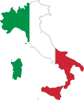 italy map with national flag