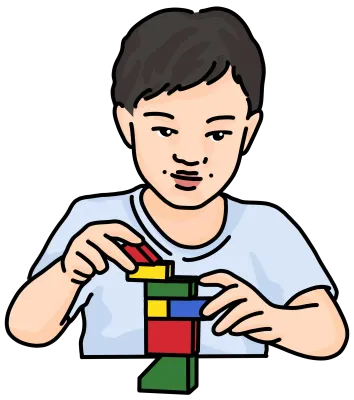두뇌발달 블럭놀이 놀이하는 어린이 남자아이 인물 그림